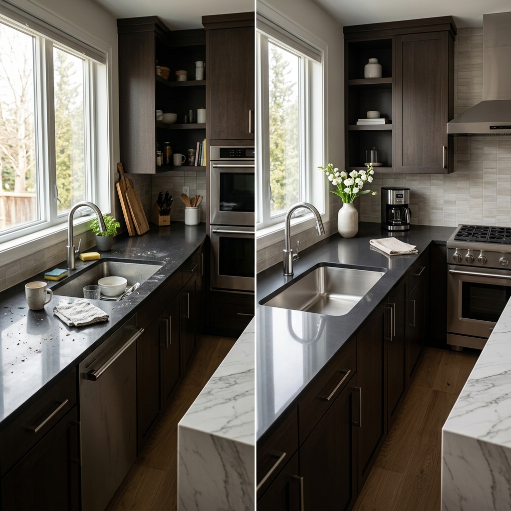 Before and after professional cleaning transformation